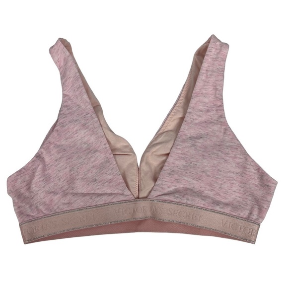 VICTORIA’S SECRET Women’s Bralette Medium Pink & Silver 1” Bottom Elastic Strap - Picture 2 of 9